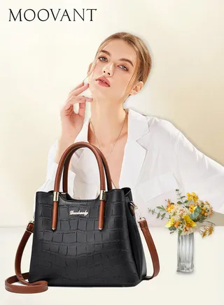 Women Retro Alligator Bucket Bags Crocodile Pattern Designer Shoulder Bag Ladies PU Purse Crossbody Bag Black 