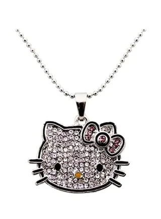 Tin Alloy Crystal Studded Hello Kitty Pendant Necklace 