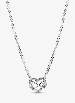 Sterling Silver Sparkling Infinity Heart Collier Women's Necklace for Pandora Moments 392666C01-50 