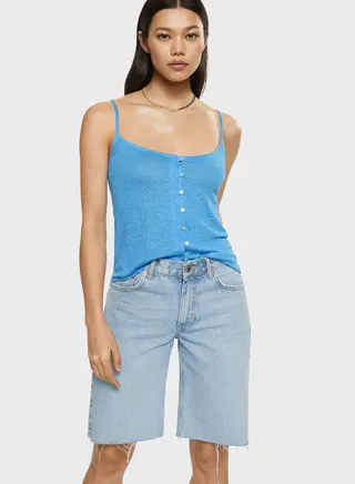 Strappy Button Detail Top 