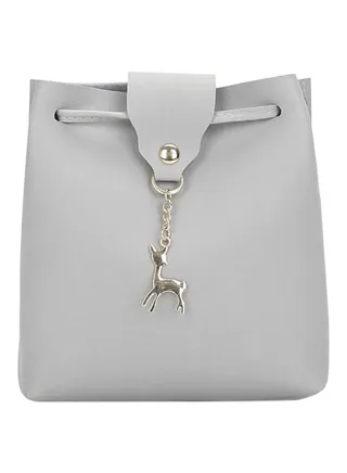 Deer Pendant Decorative Shoulder Bag Light Grey 