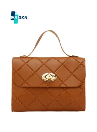 Women's New Casual Fashion Handbag, Multifunctional Diamond Plaid Shoulder Bag Tote Bag Suitable for Ladies, College Student Stripe Small Bag Crossbody Bag Messenger Bag (Brown) 