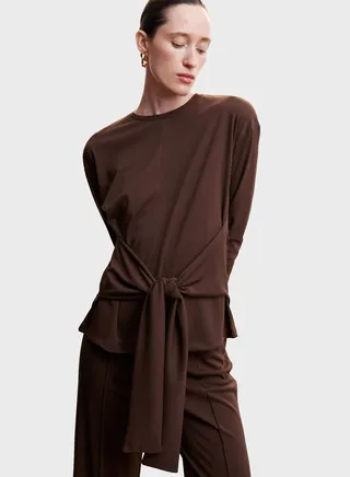 Tie Detail Crew Neck Top 