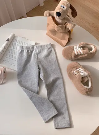 Kids Solid Color Thermal Underwear Pants Cotton Soft Long Johns Base Layer Bottom Children's Pajama Pants Light Gray 
