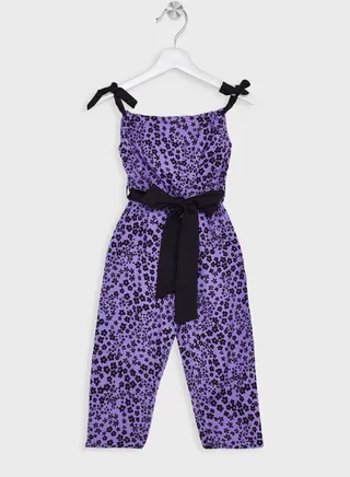 Girls Printed Floral Jumpsuit