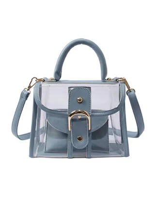 Trendy Solid Color All Match Shoulder Bag Grey/Clear 