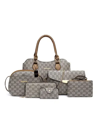 6-Piece Retro Fashion Shoulder Bag Set Grey 