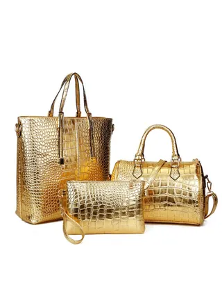 3 Pack Shoulder Bag Set Gold 