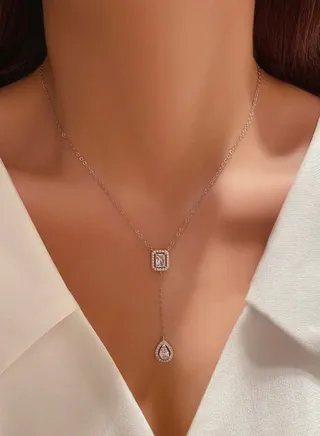 Elegant Silver Plated Cubic Zirconia Necklace For Women 