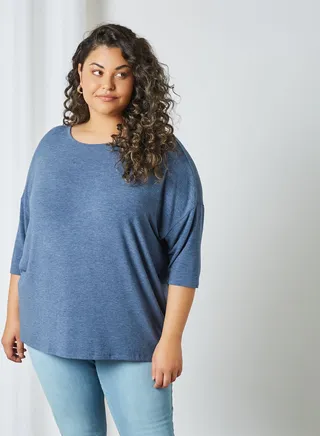 Curve Asymmetric Hem Top Vintage Indigo 