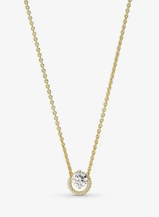 Sparkling Round Halo Pendant Collier Women's Necklace for Pandora Timeless 361174C01-45 