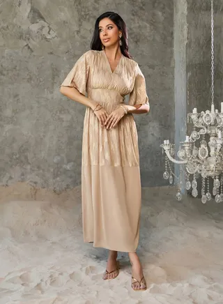 Foil Print A-Line Maxi Dress