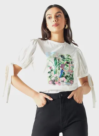 Puff Sleeve Fringe Top 