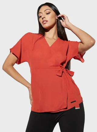 Surplice Neck Wrap Top