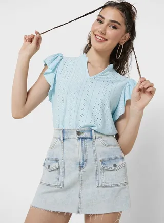 Urban Minx Flutter Sleeve Top 