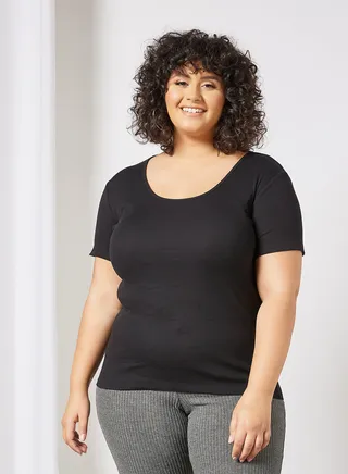 Plus Size Basic Blouse Black 