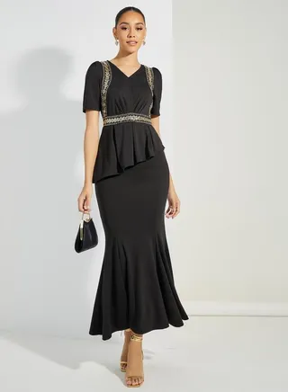 Sequin Embellished Mermaid Maxi Dress 
