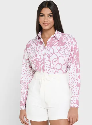 Splice Print Button Down Top 