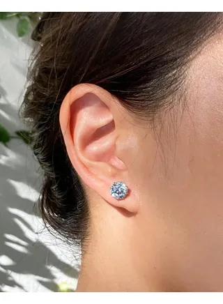 8mm Round White Zircon Stone Earrings 