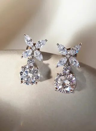 Round Drop Earrings - Silver 