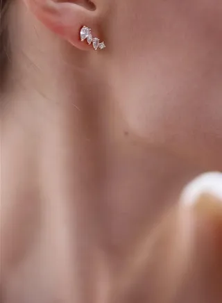 Marquise Earrings Gold Plating - Silver 