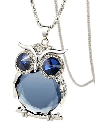 Artificial Crystal Owl Pendant Necklace 