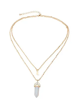 Quartz Chain Crystal Multi Strand Necklace 