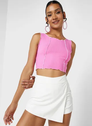 Contrast Seam Detail Ribbed Vest 