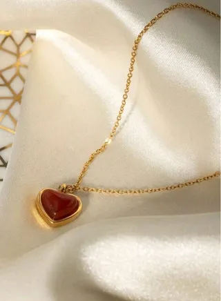 Trendy Stainless Steel Gold Plated Necklace With Natural Agate Stone Pendant For Women 
