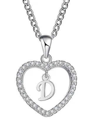 Concise Hollowed Heart Alphabet Chain Pendant 