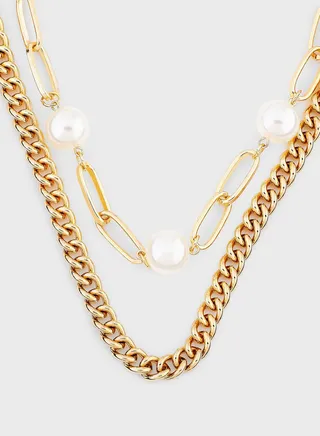 Pearl Chain Layered Necklace