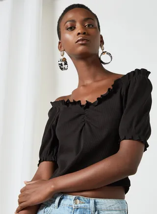 Ruched Blouse Black 