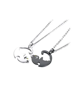 2-Piece Stainless Steel Cat Pendant Necklace Set 