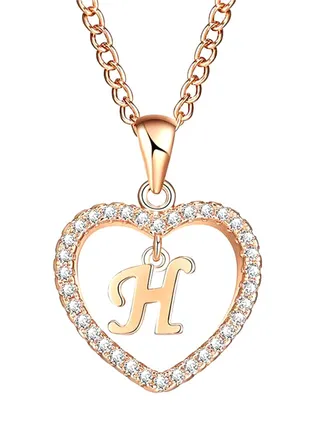 Concise Hollowed Heart Alphabet Pendant Necklace 