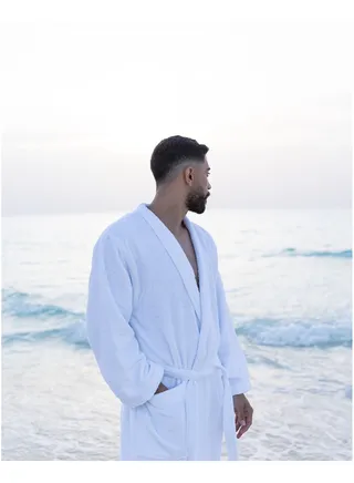 White Kimono Bathrobe 100% Cotton 450GSM 