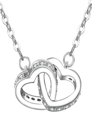 925 Sterling Silver Heart Shape Pendant Necklace 