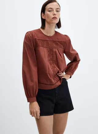 Openwork Puff Sleeve Top 