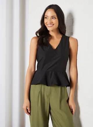 Plain Flaired Top Black 