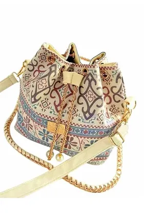 Bag for Women Messenger Canvas Bag Portable Bag One Shoulder Pearl Chain Women Bag Women Pearl Pendant Handbag Lady Ethnic Chain Purse Bucket Handbag Canvas Bag Purse 