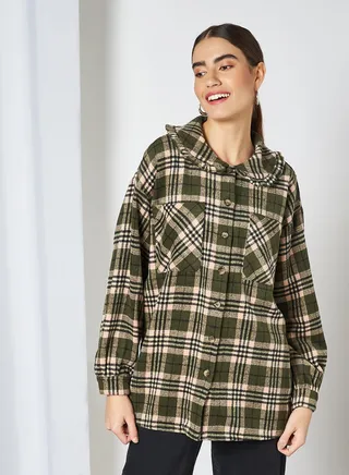 Plaid Shacket Black 