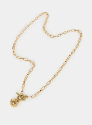 Ball Drop Chain Necklace with Toggle Clasp