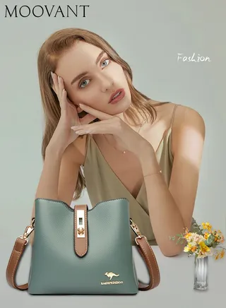 Premium Leather Women Shoulder Bag Women's Handbag Elegant Patent Leather Bag Waterproof Tote Bag Women Large Capacity Bucket Bag with 2 Shoulder Straps Green 