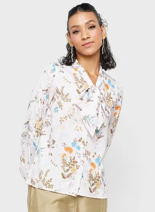 Ditsy Print Button Down Shirt