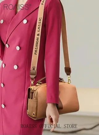 Women's New Fashion Bags Soft Leather Simple Classic Crossbody Bag Double Layer Compartment Zippers Closure Handbag Boston Bag 