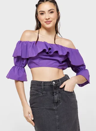 Ruffle Bardot Top 