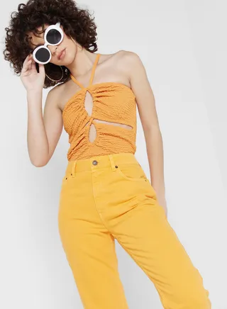 Halter Neck Strappy Ruffle Detail Top 