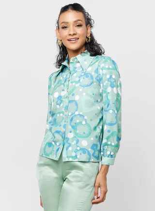 Printed Button Down Shirt 