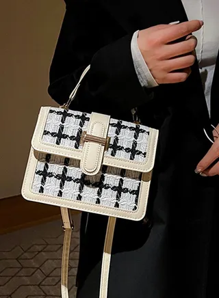 Elegant Casual Ladies Checked Handbag 
