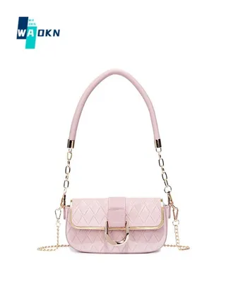 Women's Stylish Elegant Shoulder Bag, Ladies Chain Armpit Bag Sling Bag Side Bag, Solid Color PU Leather Chain Tote Bag Handbag Gift Bag for Girls, College Students and Teens (Pink) 