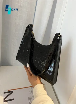 Women's Shopping Handbag, Solid Color PU Leather Tote Bag for Ladies, Elegant Retro Sling Bag for College Students, Fashionable Casual Shoulder Bag(Black) 